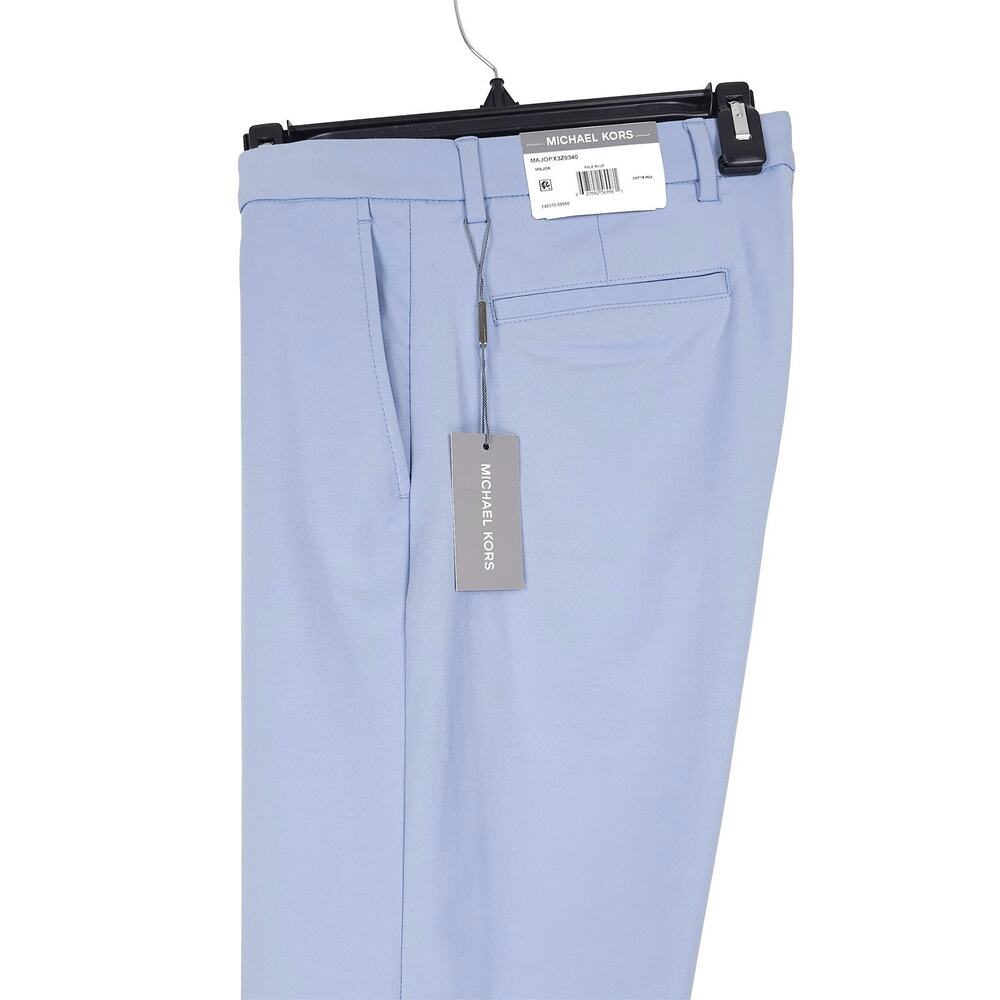 Michael Kors Mens Classic Fit Dress Pants 42x32 Pale Blue Solid Stretch Cotton